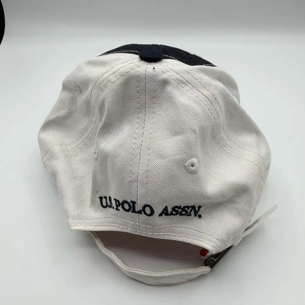 U.S. Polo Assn. Number 3 Embroidered Baseball Cap White Navy Red